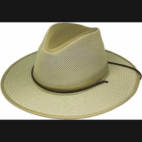 Henschel Aussie Breezer Cotton Packable Mesh Hat w/Chin Cord, Made in USA NEW - Picture 1 of 7